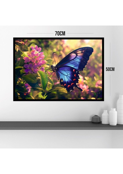 Kelebek Doğa Büyük Boy Renkli Solmaz Kaliteli Baskı Çerçeve Görünümlü Mdf Tablo 70X50CM 20 modelleri