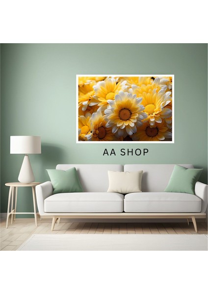 Çiçek Papatya Büyük Boy Renkli Solmaz Kaliteli Baskı Çerçeve Görünümlü Mdf Tablo 70X50CM 37 fiyatları