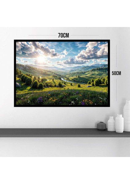 Doğa Manzara Büyük Boy Renkli Solmaz Kaliteli Baskı Çerçeve Görünümlü Mdf Tablo 70X50CM 23 modelleri