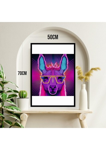 Lama Hayvan Büyük Boy Renkli Solmaz Kaliteli Baskı Çerçeve Görünümlü Mdf Tablo 70X50CM 77 modelleri
