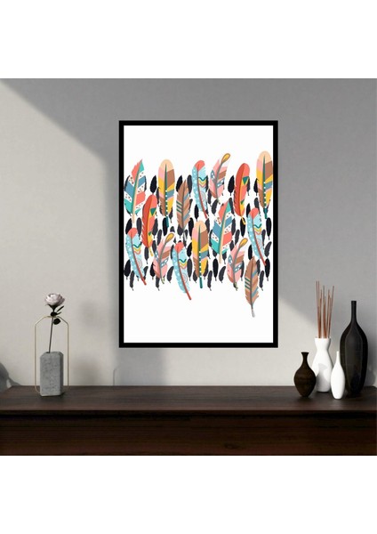 Tüy Büyük Boy Renkli Solmaz Kaliteli Baskı Çerçeve Görünümlü Mdf Tablo 70X50CM 101