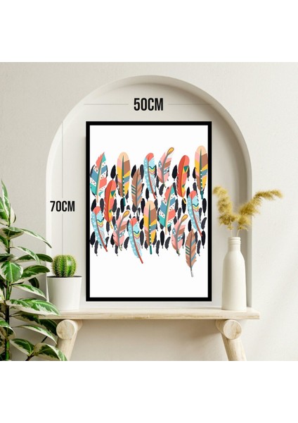 Tüy Büyük Boy Renkli Solmaz Kaliteli Baskı Çerçeve Görünümlü Mdf Tablo 70X50CM 101 modelleri