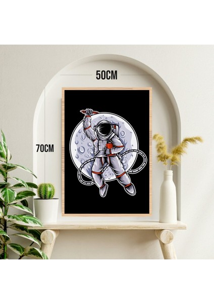 Astronot Uzay Büyük Boy Renkli Solmaz Kaliteli Baskı Çerçeve Görünümlü Mdf Tablo 70X50CM 240 modelleri