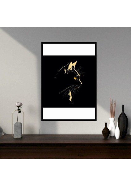Kedi Hayvan Büyük Boy Renkli Solmaz Kaliteli Baskı Çerçeve Görünümlü Mdf Tablo 70X50CM 179