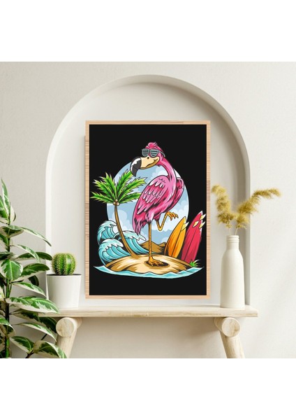 Flamingo Deniz Büyük Boy Renkli Solmaz Kaliteli Baskı Çerçeve Görünümlü Mdf Tablo 70X50CM 202 fiyatları