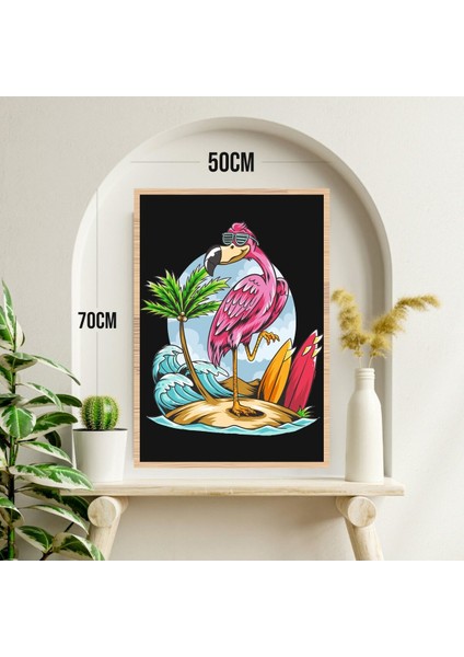 Flamingo Deniz Büyük Boy Renkli Solmaz Kaliteli Baskı Çerçeve Görünümlü Mdf Tablo 70X50CM 202 modelleri