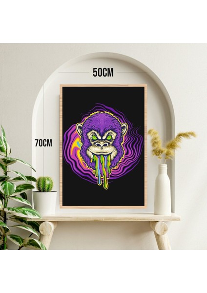 Maymun Hayvan Büyük Boy Renkli Solmaz Kaliteli Baskı Çerçeve Görünümlü Mdf Tablo 70X50CM 249 modelleri