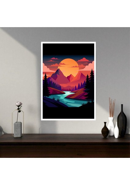 Doğa Manzara Büyük Boy Renkli Solmaz Kaliteli Baskı Çerçeve Görünümlü Mdf Tablo 70X50CM 29