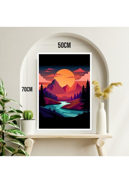 Doğa Manzara Büyük Boy Renkli Solmaz Kaliteli Baskı Çerçeve Görünümlü Mdf Tablo 70X50CM 29 modelleri