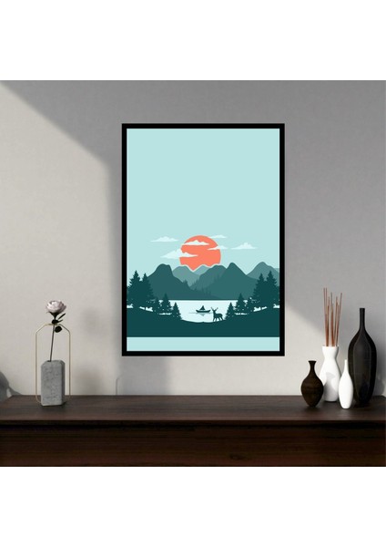 Doğa Manzara Büyük Boy Renkli Solmaz Kaliteli Baskı Çerçeve Görünümlü Mdf Tablo 70X50CM 88