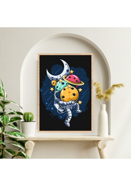 Uzay Astronot Büyük Boy Renkli Solmaz Kaliteli Baskı Çerçeve Görünümlü Mdf Tablo 70X50CM 200 fiyatları