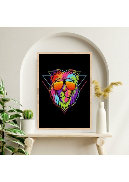 Aslan Hayvan Büyük Boy Renkli Solmaz Kaliteli Baskı Çerçeve Görünümlü Mdf Tablo 70X50CM 206 fiyatları