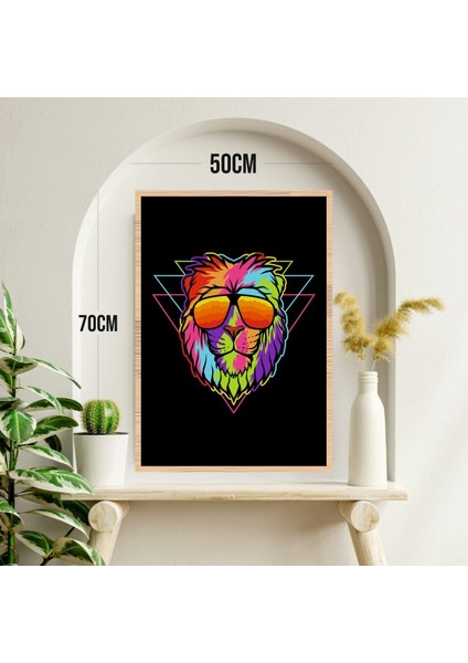 Aslan Hayvan Büyük Boy Renkli Solmaz Kaliteli Baskı Çerçeve Görünümlü Mdf Tablo 70X50CM 206 modelleri