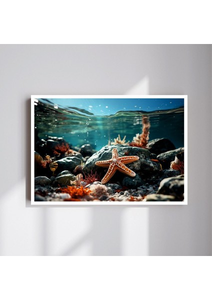 Deniz Manzara Büyük Boy Renkli Solmaz Kaliteli Baskı Çerçeve Görünümlü Mdf Tablo 70X50CM 43