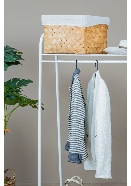 2 Raflı Beyaz Askılık / Metal Gardırop Kıyafet Organizer fiyatları