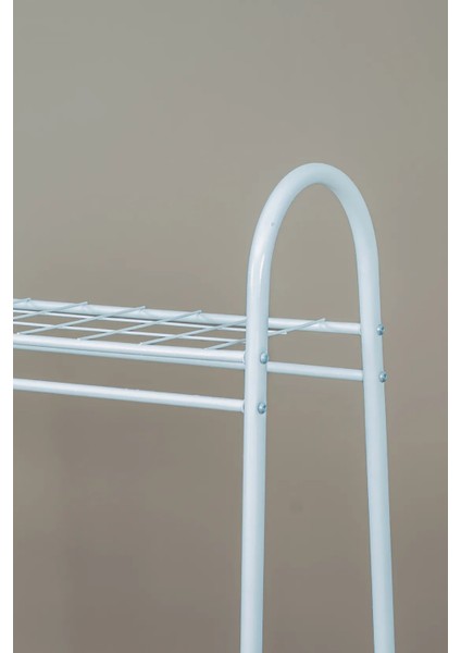 2 Raflı Beyaz Askılık / Metal Gardırop Kıyafet Organizer fırsatları