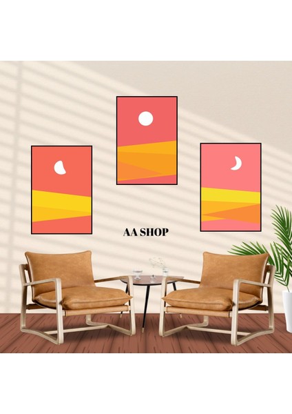 3 Parça Doğa Renkli Solmaz Kaliteli Baskı Çerçeve Görünümlü Mdf Tablo Set 67 fiyatları