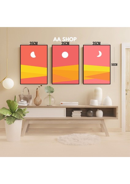 3 Parça Doğa Renkli Solmaz Kaliteli Baskı Çerçeve Görünümlü Mdf Tablo Set 67 modelleri