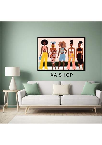 Kadınlar Büyük Boy Renkli Solmaz Kaliteli Baskı Çerçeve Görünümlü Mdf Tablo 70X50CM 18 fiyatları