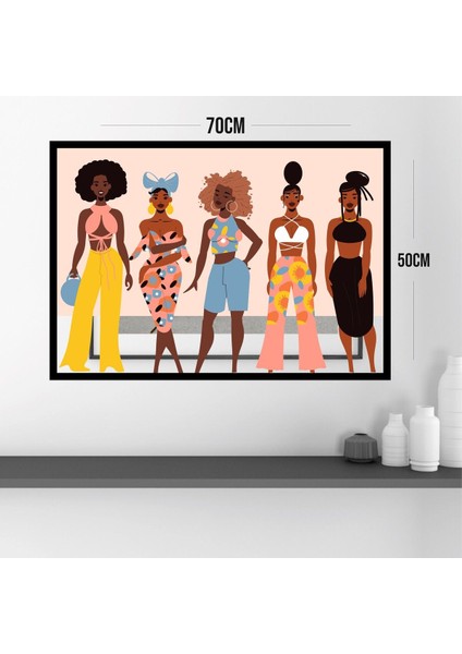 Kadınlar Büyük Boy Renkli Solmaz Kaliteli Baskı Çerçeve Görünümlü Mdf Tablo 70X50CM 18 modelleri