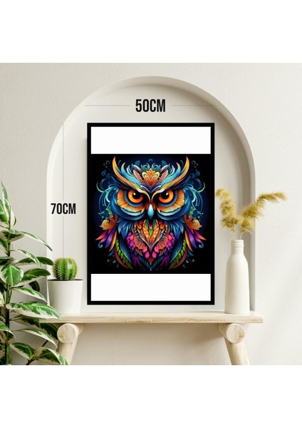 Baykuş Hayvan Büyük Boy Renkli Solmaz Kaliteli Baskı Çerçeve Görünümlü Mdf Tablo 70X50CM 138 modelleri