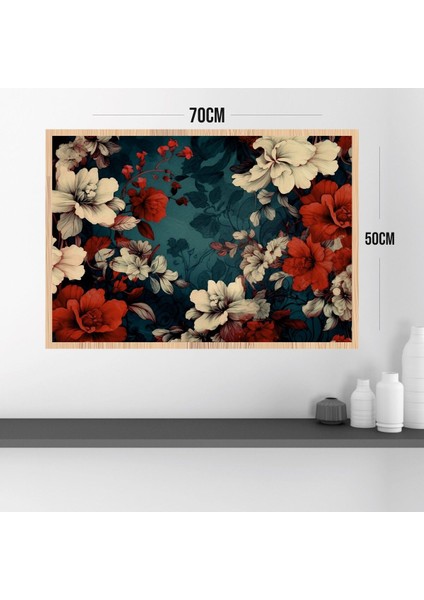 Çiçek Büyük Boy Renkli Solmaz Kaliteli Baskı Çerçeve Görünümlü Mdf Tablo 70X50CM 79 modelleri