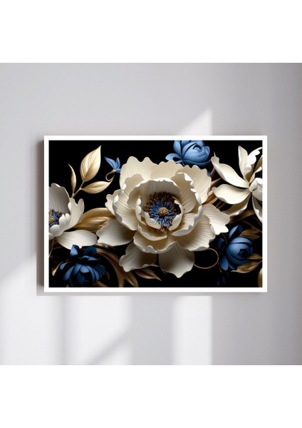 Çiçek Büyük Boy Renkli Solmaz Kaliteli Baskı Çerçeve Görünümlü Mdf Tablo 70X50CM 83