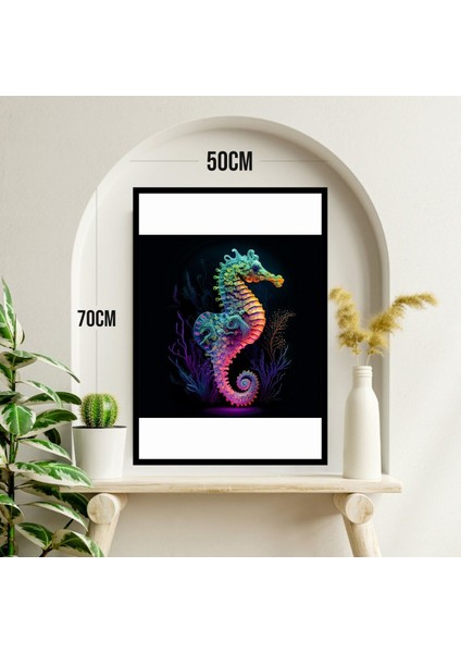 Deniz Atı Hayvan Büyük Boy Renkli Solmaz Kaliteli Baskı Çerçeve Görünümlü Mdf Tablo 70X50CM 71 modelleri