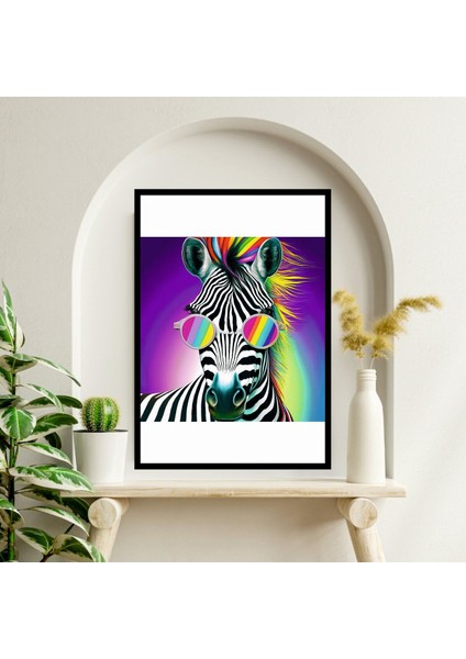 Zebra Hayvan Büyük Boy Renkli Solmaz Kaliteli Baskı Çerçeve Görünümlü Mdf Tablo 70X50CM 72 fiyatları