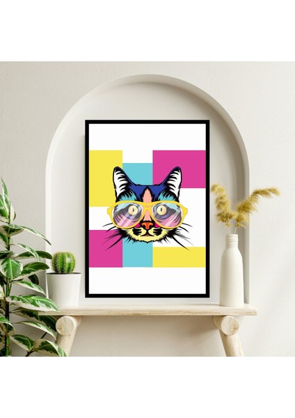 Kedi Hayvan Büyük Boy Renkli Solmaz Kaliteli Baskı Çerçeve Görünümlü Mdf Tablo 70X50CM 63 fiyatları
