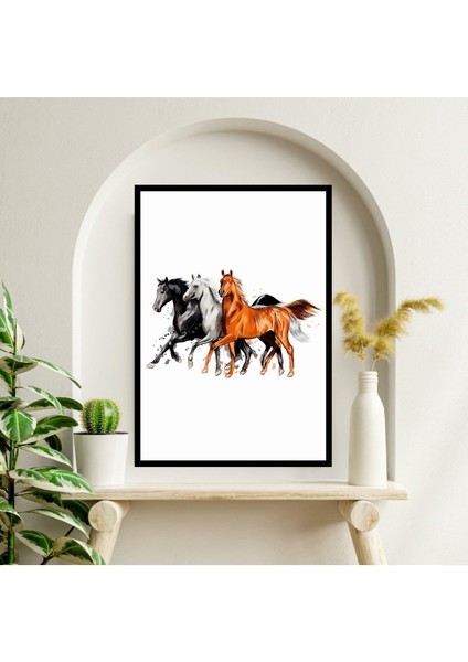 At Hayvan Büyük Boy Renkli Solmaz Kaliteli Baskı Çerçeve Görünümlü Mdf Tablo 70X50CM 01 fiyatları