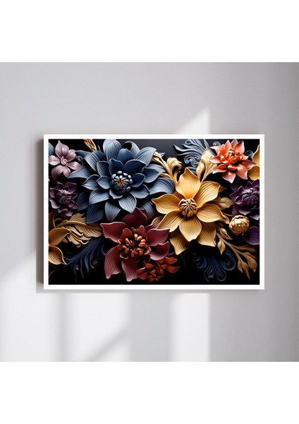Çiçek Doğa Büyük Boy Renkli Solmaz Kaliteli Baskı Çerçeve Görünümlü Mdf Tablo 70X50CM 33