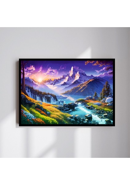 Doğa Manzara Büyük Boy Renkli Solmaz Kaliteli Baskı Çerçeve Görünümlü Mdf Tablo 70X50CM 30