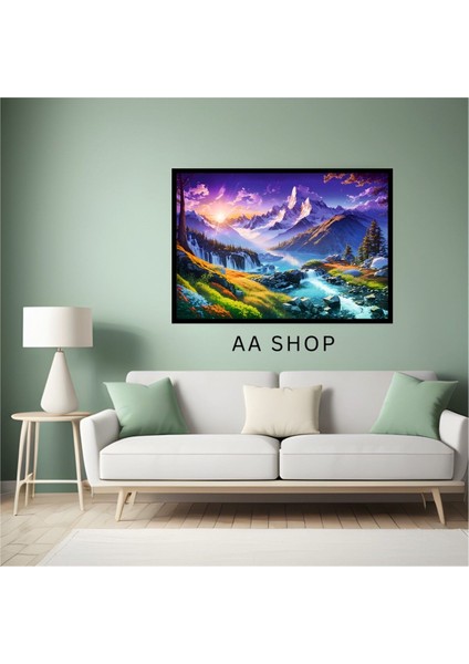 Doğa Manzara Büyük Boy Renkli Solmaz Kaliteli Baskı Çerçeve Görünümlü Mdf Tablo 70X50CM 30 fiyatları