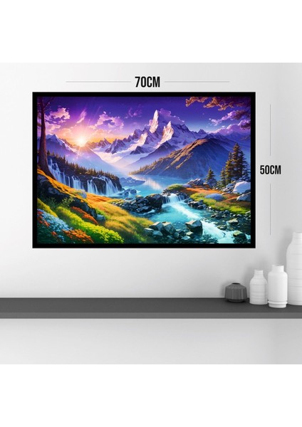 Doğa Manzara Büyük Boy Renkli Solmaz Kaliteli Baskı Çerçeve Görünümlü Mdf Tablo 70X50CM 30 modelleri