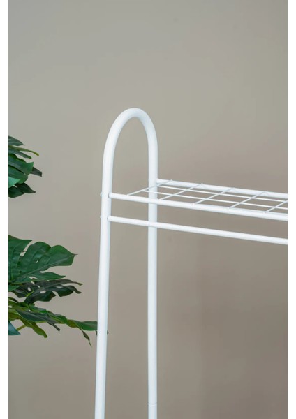 2 Raflı Beyaz Askılık / Metal Gardırop Kıyafet Organizer indirimleri