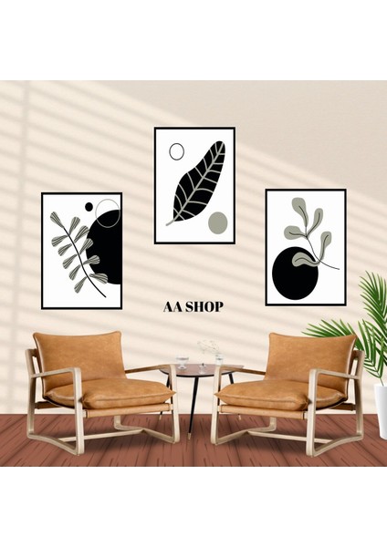 3 Parça Çiçek Yaprak Renkli Solmaz Kaliteli Baskı Çerçeve Görünümlü Mdf Tablo Set 55 fiyatları