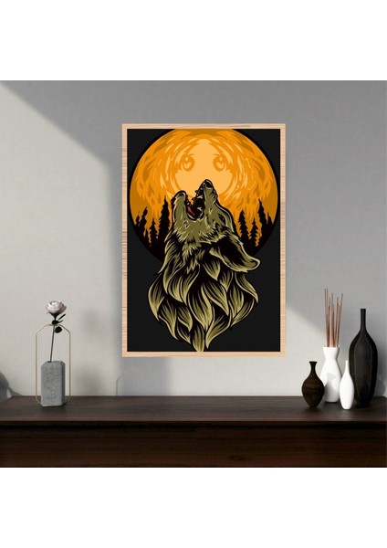 Kurt Hayvan Büyük Boy Renkli Solmaz Kaliteli Baskı Çerçeve Görünümlü Mdf Tablo 70X50CM 241
