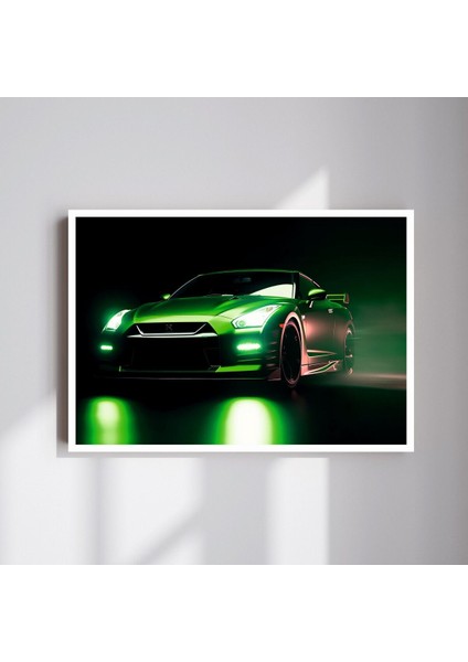 Yeşil Araba Büyük Boy Renkli Solmaz Kaliteli Baskı Çerçeve Görünümlü Mdf Tablo 70X50CM 167