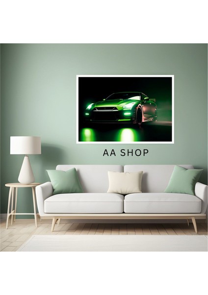 Yeşil Araba Büyük Boy Renkli Solmaz Kaliteli Baskı Çerçeve Görünümlü Mdf Tablo 70X50CM 167 fiyatları