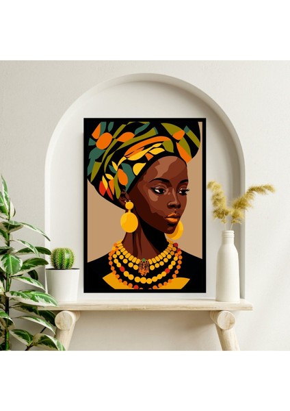 Afrika Kadın Büyük Boy Renkli Solmaz Kaliteli Baskı Çerçeve Görünümlü Mdf Tablo 70X50CM 12 fiyatları