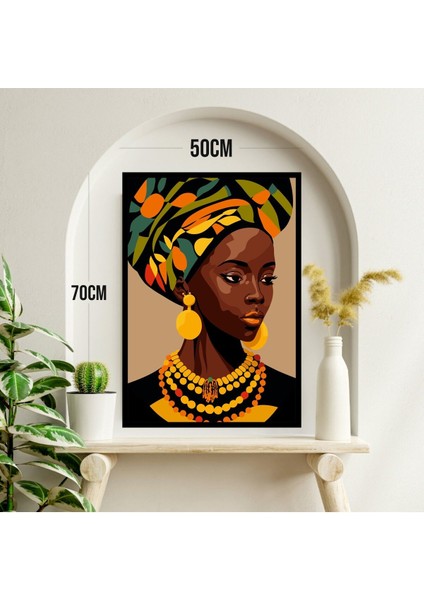 Afrika Kadın Büyük Boy Renkli Solmaz Kaliteli Baskı Çerçeve Görünümlü Mdf Tablo 70X50CM 12 modelleri