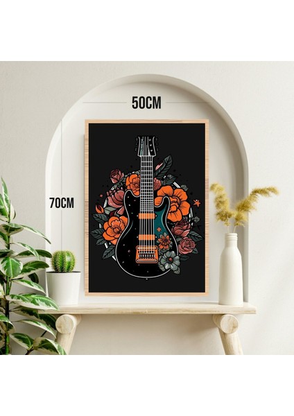 Gitar Çiçek Büyük Boy Renkli Solmaz Kaliteli Baskı Çerçeve Görünümlü Mdf Tablo 70X50CM 214 modelleri