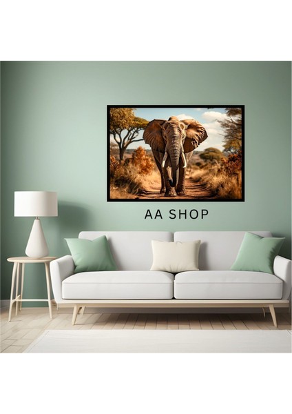 Fil Hayvan Doğa Büyük Boy Renkli Solmaz Kaliteli Baskı Çerçeve Görünümlü Mdf Tablo 70X50CM 90 fiyatları