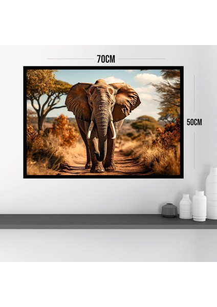 Fil Hayvan Doğa Büyük Boy Renkli Solmaz Kaliteli Baskı Çerçeve Görünümlü Mdf Tablo 70X50CM 90 modelleri