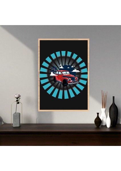 Araba Büyük Boy Renkli Solmaz Kaliteli Baskı Çerçeve Görünümlü Mdf Tablo 70X50CM 188
