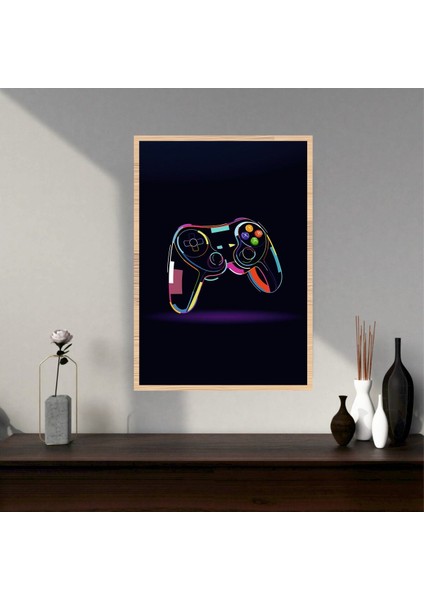 Gamer Kol Büyük Boy Renkli Solmaz Kaliteli Baskı Çerçeve Görünümlü Mdf Tablo 70X50CM 265