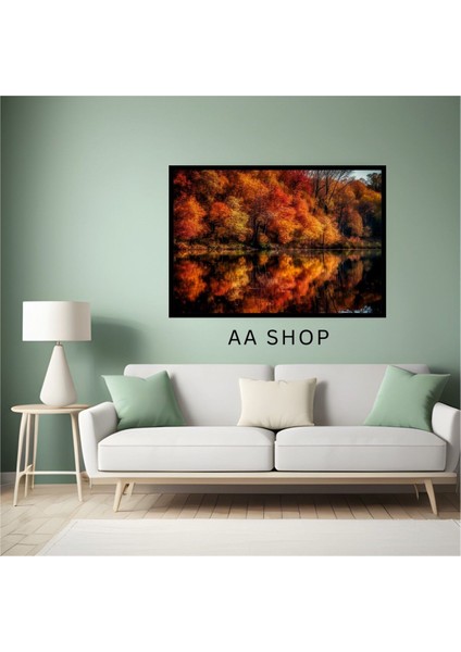 Doğa Manzara Sonbahar Büyük Boy Renkli Solmaz Kaliteli Baskı Çerçeve Görünümlü Mdf Tablo 70X50CM 52 fiyatları