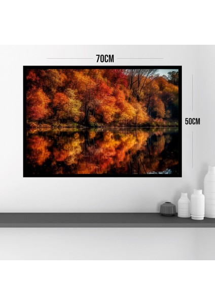 Doğa Manzara Sonbahar Büyük Boy Renkli Solmaz Kaliteli Baskı Çerçeve Görünümlü Mdf Tablo 70X50CM 52 modelleri