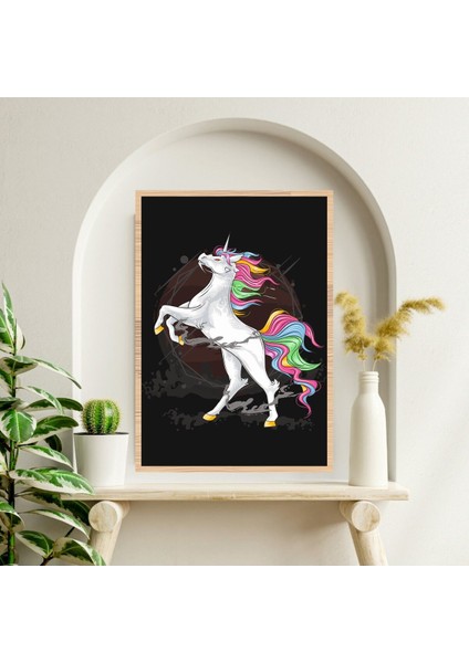 Unicorn At Büyük Boy Renkli Solmaz Kaliteli Baskı Çerçeve Görünümlü Mdf Tablo 70X50CM 208 fiyatları